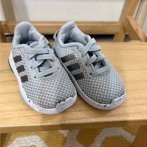 Adidas Kids Silver and Black Sneakers